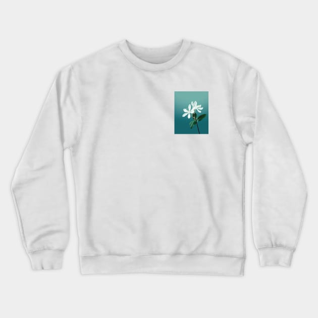 White Jasmine Blossom Art Crewneck Sweatshirt by 026PrintableArt